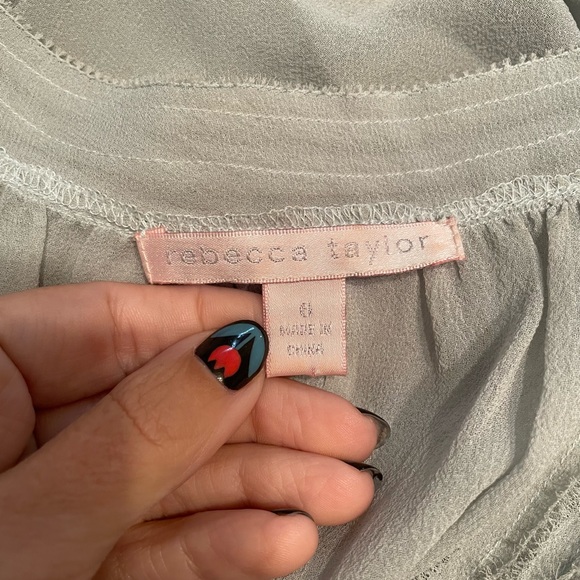 Rebecca Taylor Puff Sleeve Silk Blouse with tie Size 6 - Picture 14 of 16